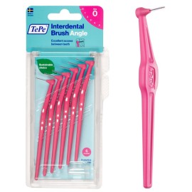 TE PE Interdental Brushes Angle Μεσοδόντια Βουρτσάκια με Λαβή Φούξια Μέγεθος 0-0.4mm 6τμχ