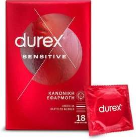 Durex Προφυλακτικά Λεπτά Sensitive με Κανονική Εφαρμογή 18τεμ