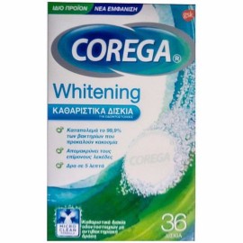 Corega Whitening Καθαριστικά Δισκία Οδοντοστοιχιών, 36 Δισκία