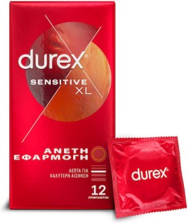 Durex Προφυλακτικά Λεπτά Sensitive XL με Άνετη Εφαρμογή 12τεμ