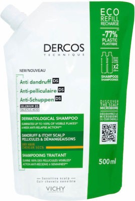 Vichy Dercos Anti-Dandruff DS Dry Refill, Σαμπουάν Κατά Της Πιτυρίδας Για Ξηρά Μαλλιά 500ml