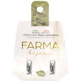 Farma Bijoux Υποαλλεργικά Σκουλαρίκια Διάφανα Κρύσταλλα Baguette12x4mm (16C01)