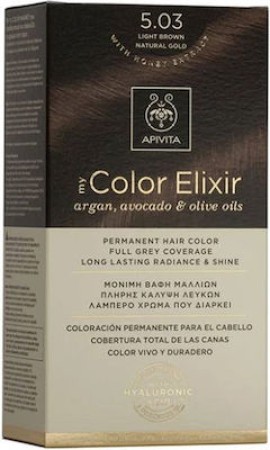 Apivita My Color Elixir  No5,03 Καστανό Ανοιχτό - Φυσικό Μελί Κρέμα Βαφή Σε Σωληνάριο 50ml - Ενεργοποιητής Χρώματος 75ml