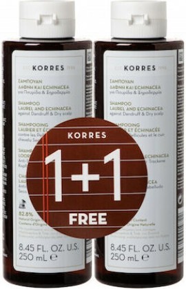 Korres Shampoo Δάφνη & Echinacea 250ml 1+1 Δώρο