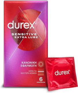 Durex Προφυλακτικά Πολύ Λεπτά Sensitive με Έξτρα Λιπαντικό 6τεμ