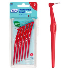 TE PE Interdental Brushes Angle Μεσοδόντια Βουρτσάκια με Λαβή Κόκκινο Μέγεθος 2-0.5mm 6τμχ