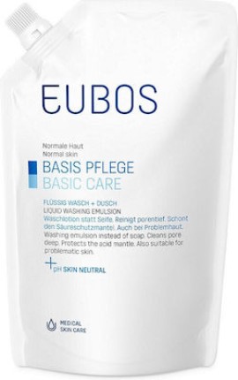 Eubos Liquid Washing Emulsion Blue Refill Ανταλλακτικό Υγρό Καθαρισμού Για Πρόσωπο - Σώμα 400ml