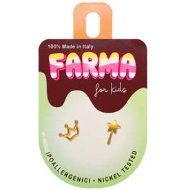 Farma Bijoux Υποαλλεργικά Σκουλαρίκια for Kids Μαγικό Ραβδί & Κορώνα Επιχρυσωμένα 8mm (G587)