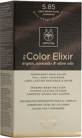 Apivita My Color Elixir No5,85 Καστανό Ανοιχτό - Περλέ Μαόνι Κρέμα Βαφή Σε Σωληνάριο 50ml - Ενεργοποιητής Χρώματος 75ml