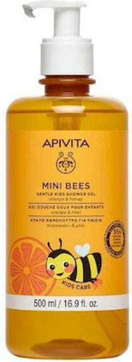 Apivita Mini Bees Gentle Kids Shower Gel, Απαλό Παιδικό Αφρόλουτρο Πορτοκάλι & Μέλι 500ml