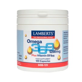 Lamberts Omega 3 6 9 1200mg Plus Vitamin D3 5μg Ιχθυέλαιο, Έλαιο Βοράγου & Ελαιόλαδου 1200mg 120 κάψουλες