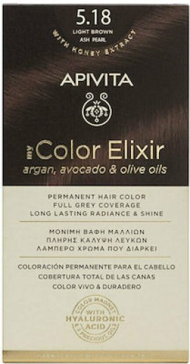 Apivita My Color Elixir No5,18 Καστανό Ανοιχτό - Σαντρέ Περλέ Κρέμα Βαφή Σε Σωληνάριο 50ml - Ενεργοποιητής Χρώματος 75ml