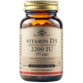 Solgar Vitamin D3 2200 55mg Συμπλήρωμα Διατροφής Βιταμίνης D 100 Φυτικές Κάψουλες