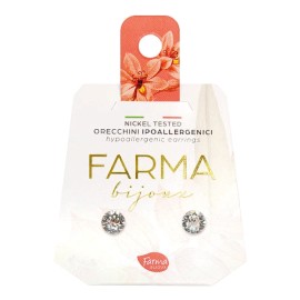 Farma Bijoux Υποαλλεγικά Σκουλαρίκια Στρογγυλά Κρύσταλλα 5.3mm