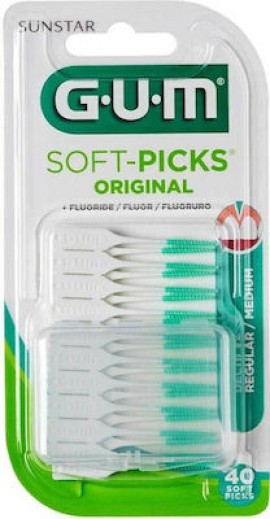 GUM 632 Soft-Picks Original Regular/Medium Fluoride Μεσοδόντια Βουρτσάκια Μιας Χρήσης Regular/Medium Μέγεθος 40τμχ