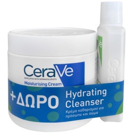 CeraVe Moisturising Cream Ενυδατική Κρέμα για Πρόσωπο & Σώμα 454g & Δώρο Hydrating Cleanser Ενυδατική Μη Αφρίζουσα Κρέμα Καθαρισμού για Πρόσωπο & Σώμα με Υαλουρονικό Οξύ 88ml