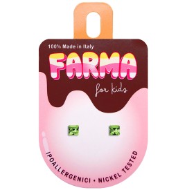 Farma Bijoux Υποαλλεργικά Σκουλαρίκια for Kids Κρύσταλλα Τετράγωνα Πράσινα Peridot 4mm (15C30)