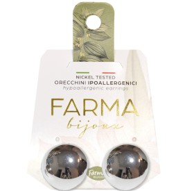 Farma Bijoux Υποαλλεργικά Σκουλαρίκια Ασημί Κουμπί Στρογγυλό 18mm (BEG006)