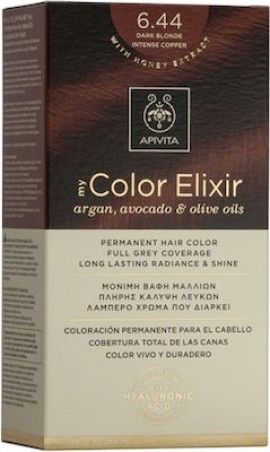 Apivita My Color Elixir No6,44 Ξανθό Σκούρο Έντονο Χάλκινο Κρέμα Βαφή Σε Σωληνάριο 50ml - Ενεργοποιητής Χρώματος 75ml