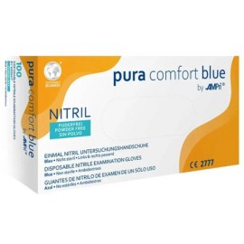 Alfacare Pura Comfort Εξεταστικά Γάντια Νιτριλίου Μπλε Μedium 100τμχ