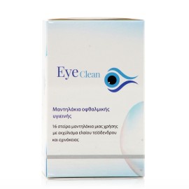 Eye Clean Μαντηλάκια Οφθαλμικής Υγιεινής Με Εκχύλισμα Ελαίου Τεϊόδενδρου και Εχινάκειας 16τμχ