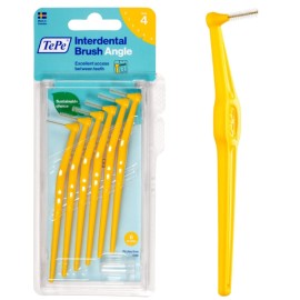 TE PE Interdental Brushes Angle Μεσοδόντια Βουρτσάκια με Λαβή Κίτρινο Μέγεθος 4 - 0.7mm 6τμχ