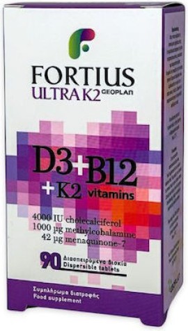 Geoplan Nutraceuticals Fortius Ultra K2 + D3 + B12 Βιταμίνη 90disp tabs