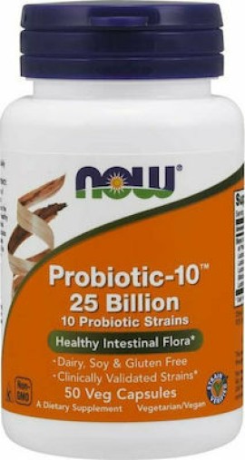 Now Foods Probiotic-10 25 Billion Συμπλήρωμα Διατροφής Προβιοτικών 50 Φυτικές Κάψουλες