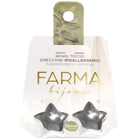 Farma Bijoux Υποαλλεργικά Σκουλαρίκια Στρογγυλά Αστέρια Ασημί 17mm (BEG007)