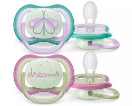 Philips Avent Πιπίλα Ultra Air Night 0-6μηνών+ Dreams-Butterfly 2τμχ