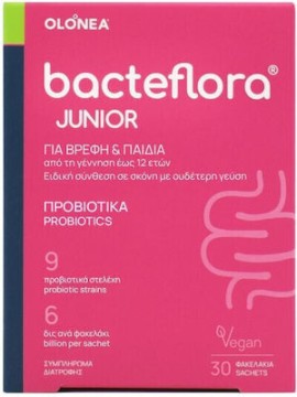 Olonea Bacteflora Junior Φιλικά Βακτήρια Ειδικής Σύνθεσης Πολλαπλών Στελεχών για Βρέφη & Παιδιά σε Σκόνη με Ουδέτερη Γεύση (0-12 Ετών) 30 Φακελάκια