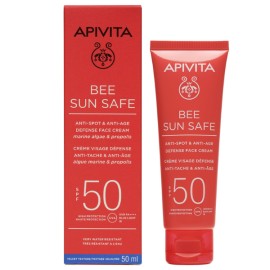 Apivita Bee Sun Safe Αντηλιακή Κρέμα Προσώπου κατά των Πανάδων & των Ρυτίδων SPF50  50ml