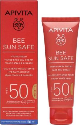 Apivita Bee Sun Safe Hydra Fresh Ενυδατική Κρέμα Gel Προσώπου με Χρώμα SPF50  50ml