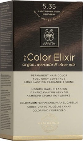 Apivita My Color Elixir No5,35 Καστανό Ανοιχτό - Μελί Μαόνι Κρέμα Βαφή Σε Σωληνάριο 50ml - Ενεργοποιητής Χρώματος 75ml