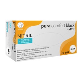 Alfacare Pura Comfort Εξεταστικά Γάντια Νιτριλίου Νιτριλίου Μαύρα Medium 100τμχ