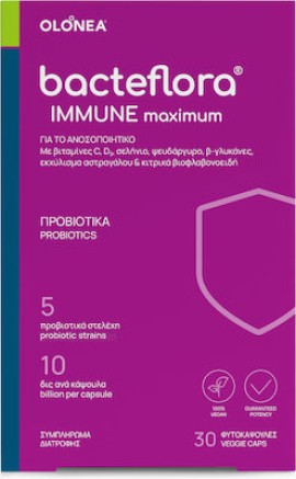 Olonea Bacteflora Immune Maximum για την Προστασία του Ανοσοποιητικού με Προβιοτικά, Βιταμίνες, Μέταλλα 30 Φυτικές Κάψουλες