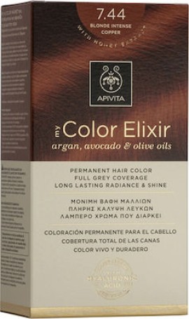 Apivita My Color Elixir No7,44 Ξανθό Έντονο Χάλκινο Κρέμα Βαφή Σε Σωληνάριο 50ml - Ενεργοποιητής Χρώματος 75ml