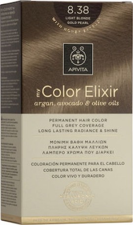 Apivita My Color Elixir N8,38 Ξανθό Ανοιχτό - Μελί Περλέ Κρέμα Βαφή Σε Σωληνάριο 50ml - Ενεργοποιητής Χρώματος 75ml