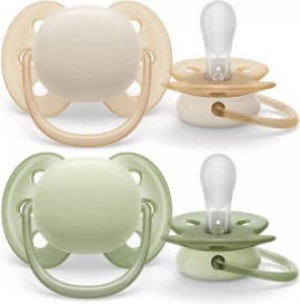 Philips Avent Πιπίλα Ultra Soft Beige-Green 0-6m SCF091/05