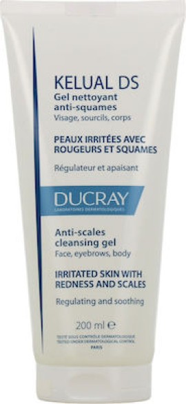 Ducray Kelual DS Gel Moussant Αφρίζον Τζελ Καθαρισμού Πρόσωπο & το Σώμα των Ερεθισμένων Δερμάτων που εμφανίζουν Κοκκινίλες & Λέπια, 200ml