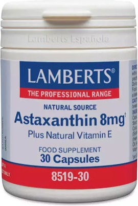 Lamberts Astaxanthin 8mg & Vitamin E Συμπλήρωμα Διατροφής Με Αντιοξειδωτική Δράση 30tabs