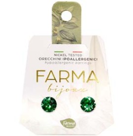 Farma Bijoux Υποαλλεργικά Σκουλαρίκια Κρύσταλλο Σμαραγδί 7,15mm (BE66C15)