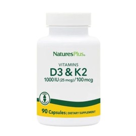 Natures Plus Vit D3 1000IU & Vit K2 100MCG Φυτικές Βιταμίνες 90caps