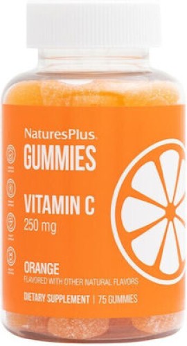 Natures Plus Gummies Vitamin C 250mg Συμπλήρωμα Διατροφής Για Την Εύρυθμη Λειτουργία Του Οργανισμού Με Γεύση Πορτοκάλι 75 ζελεδάκια