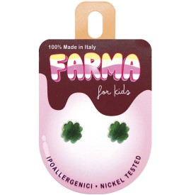 Farma Bijoux Υποαλλεργικά Σκουλαρίκια for Kids Ακρυλικό Τριφύλλι Πράσινο 8mm (BEL015)