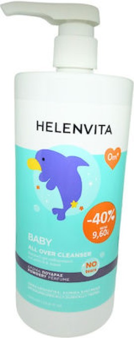 Helenvita Baby All Over Cleanser Perfume Talc Απαλό Σαμπουάν - Αφρόλουτρο Για Σώμα - Μαλλιά Με Ντισπένσερ 1000ml Sticker -40% Επί Της Τιμής