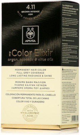 Apivita My Color Elixir No4,11 Καστανό Έντονο - Σαντρέ Κρέμα Βαφή Σε Σωληνάριο 50ml - Ενεργοποιητής Χρώματος 75ml