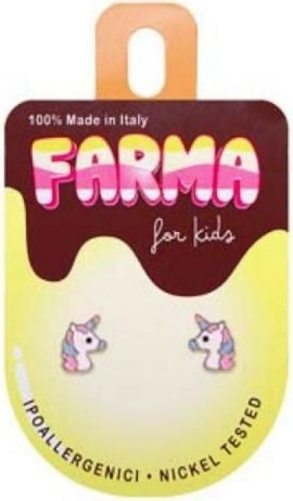 Farma Bijoux  Υποαλλεργικά Σκουλαρίκια for Kids Επιχρυσωμένα Καρφωτά Με Σχέδιο Μονόκερο 8mm