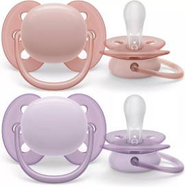 Philips Avent Πιπίλα Ultra Soft 0-6 μηνών+ Peach-Purple 2τμχ