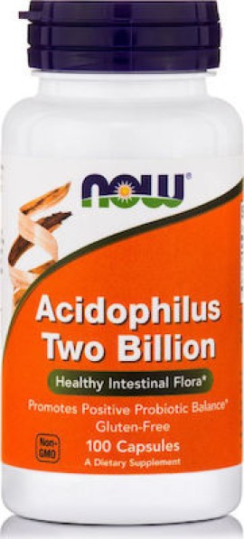 Now Foods Acidophilus Two Billion Συμπλήρωμα Διατροφής Για Τη Σωστή Λειτουργία του Εντέρου 100 Κάψουλες